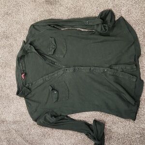 Olive button down cotton material